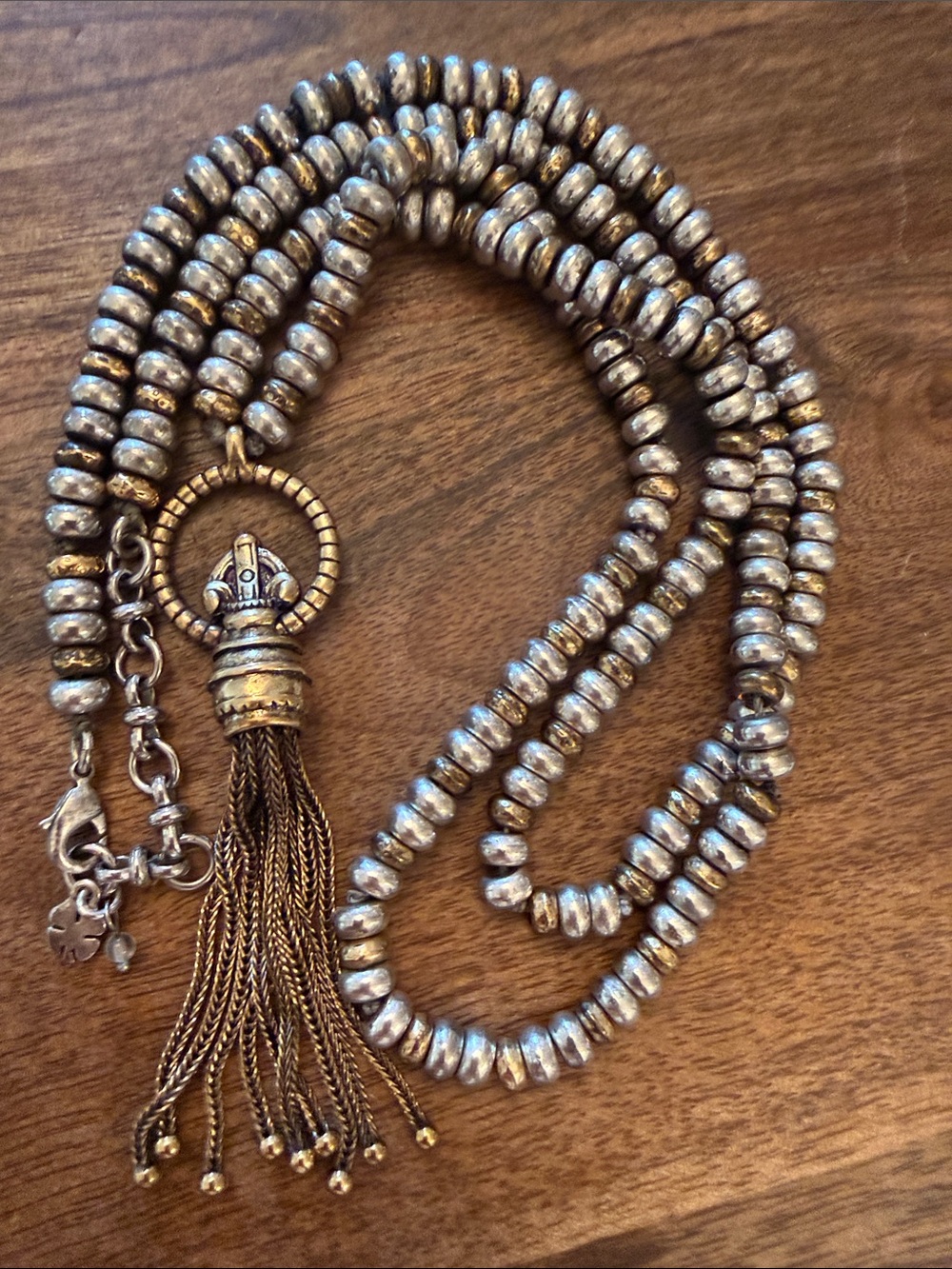Lucky Brand Two-Tone Beaded Tassel Necklace